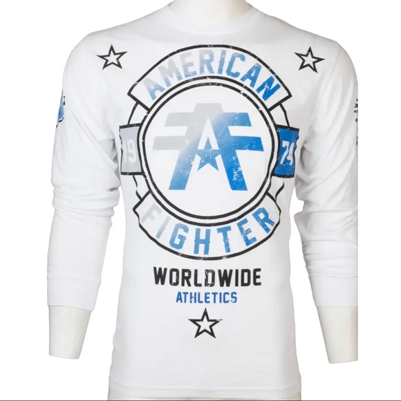 American Fighter Mens Long Sleeve Shirt SILVER LAKE White Athletic S-3XL - Picture 8 of 10